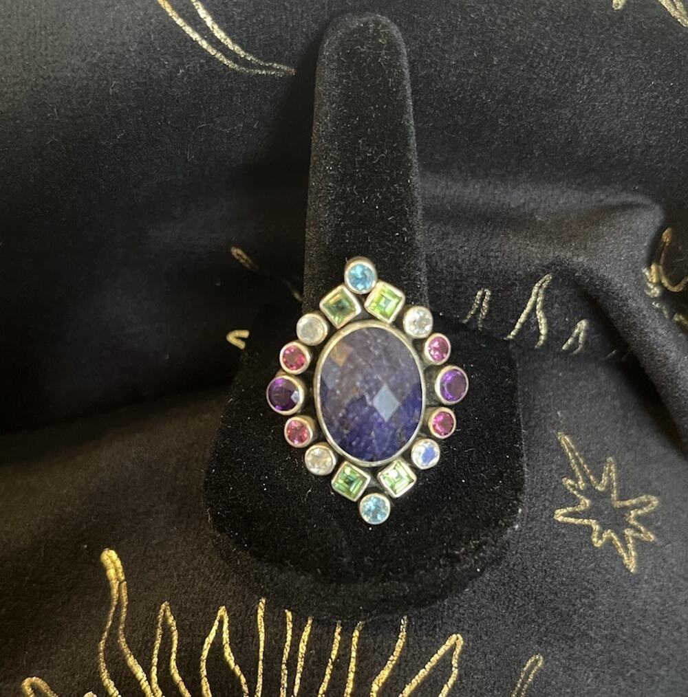 VTG Nicky Butler 925 Sterling Lapis Multi Gemstone Ring Size 10 RAJ Limited Ed.